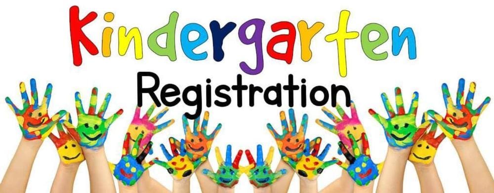 Kindergarten Registration with kids hands covered in finger paint