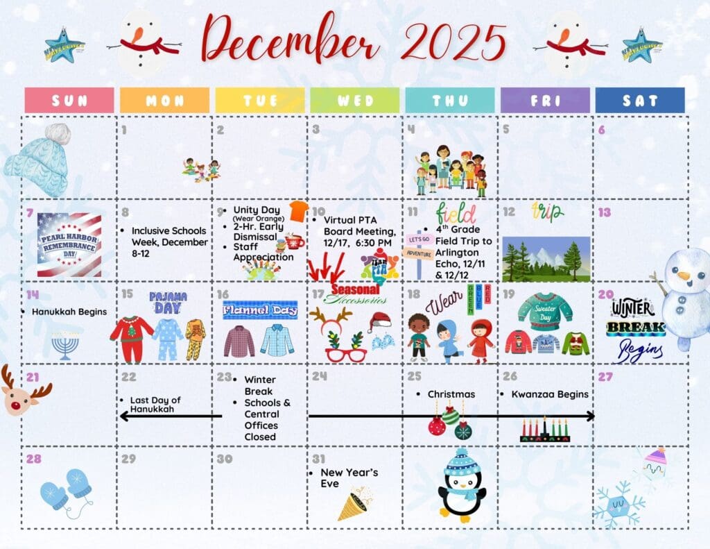 PTA December Calendar
