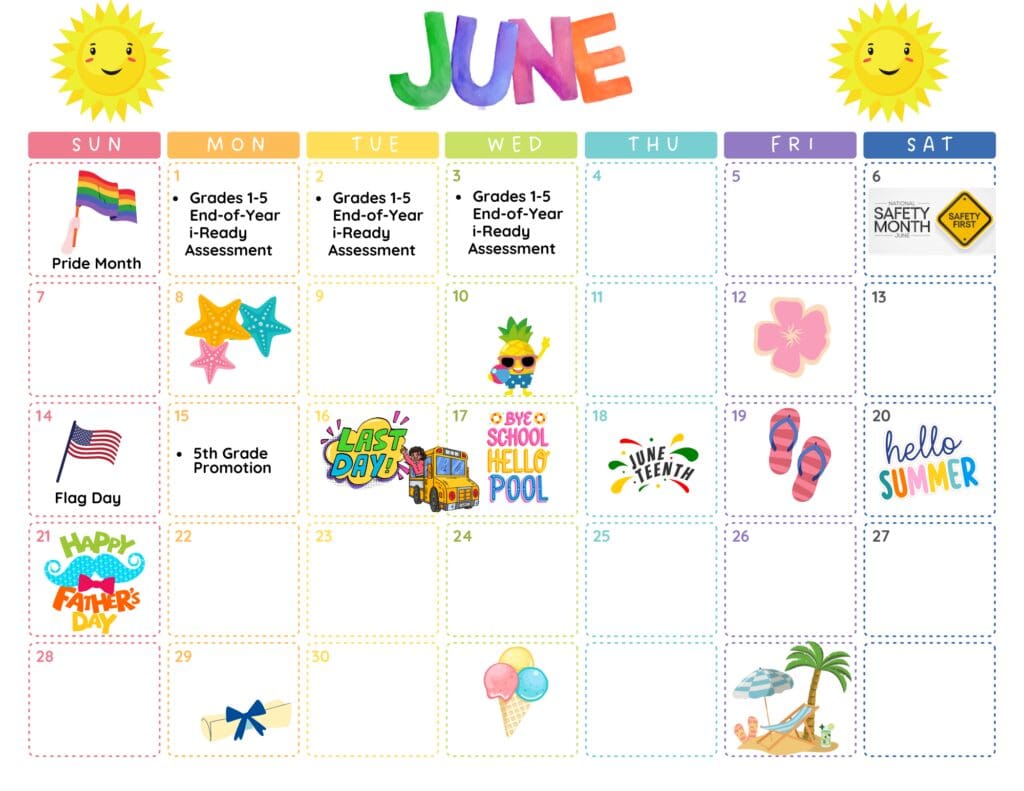 PTA Calendar June 2026