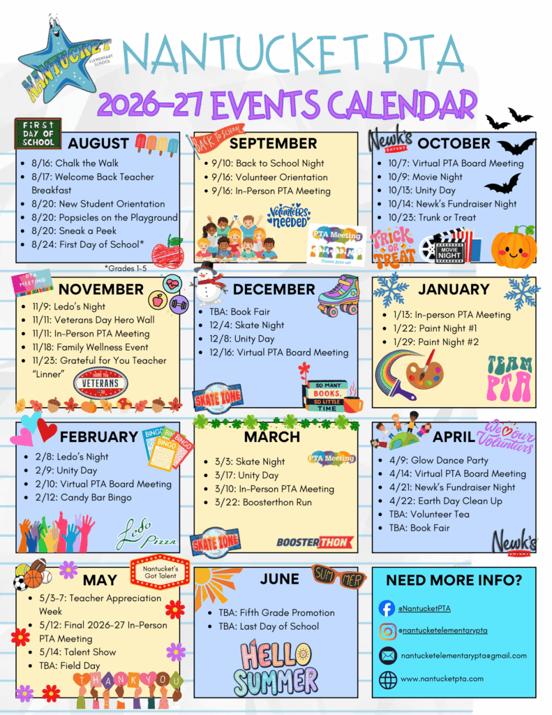 PTA 2026-27 Event Calendar